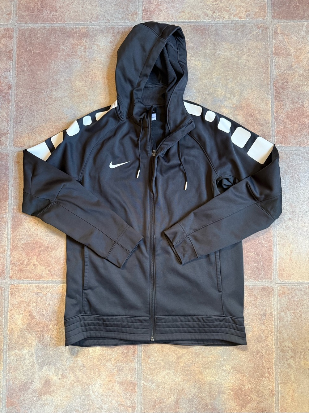 Nike Men’s Gray Hooded Zip Jacket with White Accents